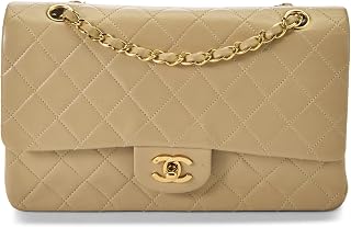 Chanel, Pre-loved Beige Quilted Lambskin Classic Double Flap Medium, Beige