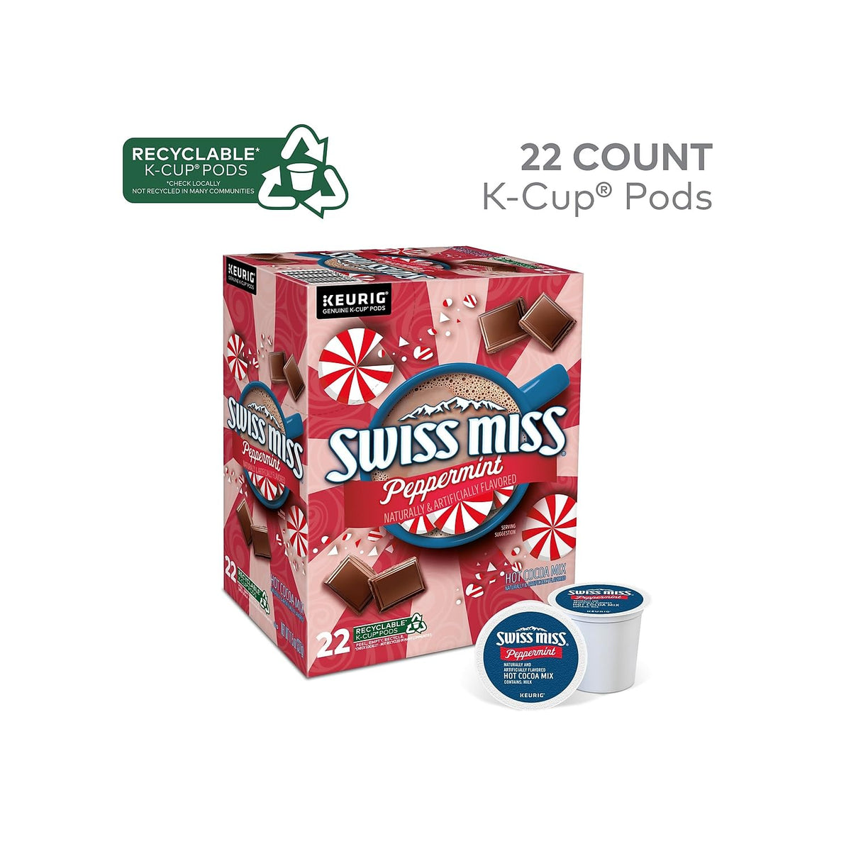 Chocolate Peppermint Hot Cocoa Mix by Swiss Miss – 22 Count (Pack of 1), coffee, Model 5000355689