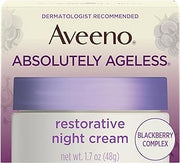 Aveeno Absolutely Ageless Restorative Night Cream Face & Neck Moisturizer with Antioxidant-Rich Blackberry Complex, Vitamin C & E, Hypoallergenic, Non-Greasy & Non-Comedogenic, 1.7 fl. oz