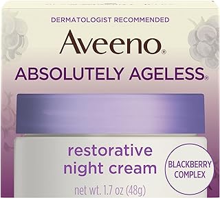 Aveeno Absolutely Ageless Restorative Night Cream Face & Neck Moisturizer with Antioxidant-Rich Blackberry Complex, Vitamin C & E, Hypoallergenic, Non-Greasy & Non-Comedogenic, 1.7 fl. oz