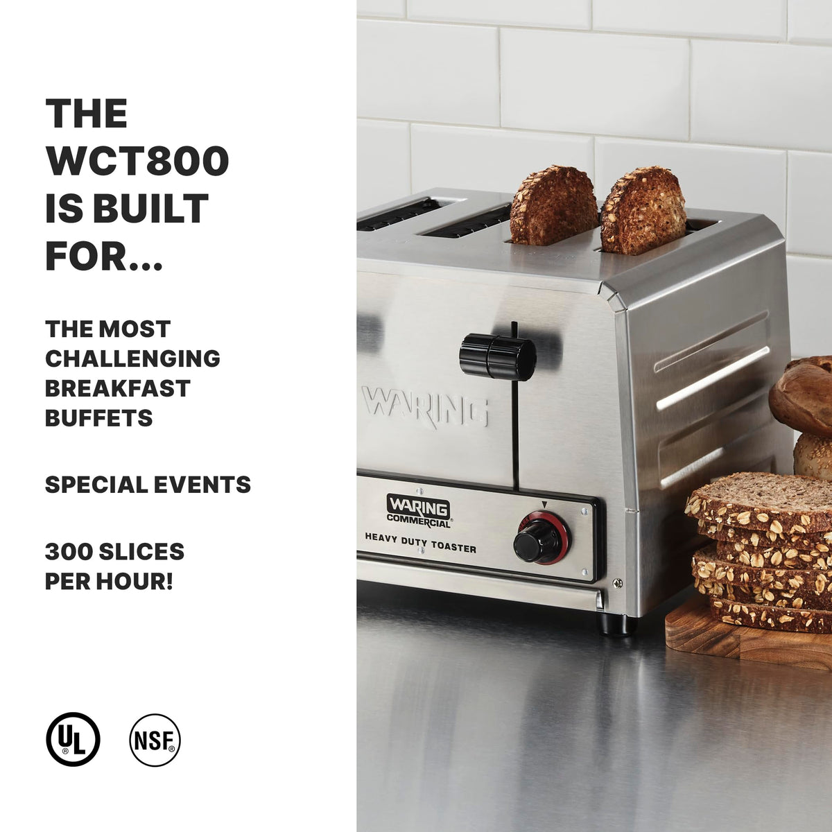 Waring 4-Compartment (Standard) / 5-20P Plug | 120V | 2200W / Silver Toasters