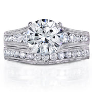 Moissanite & Channel Bridal Ring Set 14k White Gold by Kobelli – 11, White Gold, White, Model MZ61932R-ED