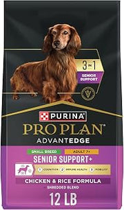 Purina Pro Plan AdvantEDGE Senior Support Plus Small Breed Shredded Blend Chicken and Rice Formula Dry Dog Food - 12 lb. Bag