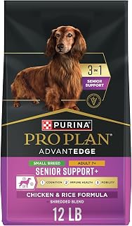 Purina Pro Plan AdvantEDGE Senior Support Plus Small Breed Shredded Blend Chicken and Rice Formula Dry Dog Food - 12 lb. Bag