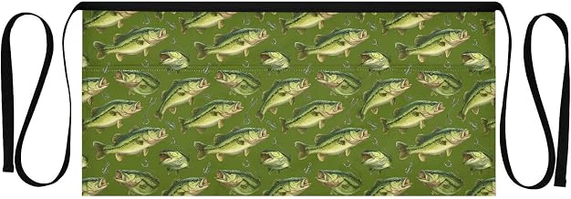Kitchen Apron Bass Fish | Unisex Server Apron with 3 Pockets, Adjustable for Waiters, Gardeners, Kitchen, BBQ, Painting and Restaurant Work