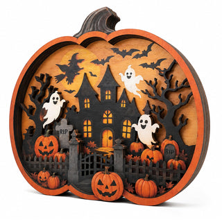 VQRZG Wooden Pumpkin Sign, 3D Layered Design, Pumpkin Sign