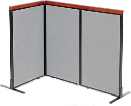 Global Industrial 24-1/4"W x 43-1/2"H Deluxe Freestanding 3-Panel Corner Room Divider, Gray