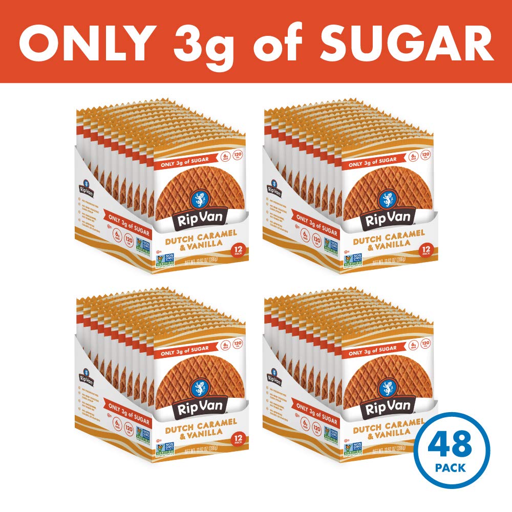 Rip Van Wafels Dutch Caramel & Vanilla / 1.16 Ounce (Pack of 48) / Mini Dutch Caramel & Vanilla Waffles