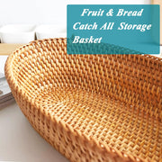 Afiaiwei Woven Bread Basket, 12.6 Inch Rattan, Brown