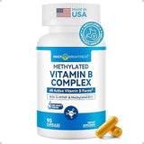 Inner Brightness Vitamin B Complex - Fully Methylated Active B12, B6, Folate - for Energy, Focus, Mood & Nerve Health - Non-GMO Vegan Gluten-Free with B1, B2, B3, B7-90 Capsules for 3 Months