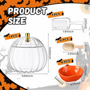 Potchen Pumpkin Ceramic Candy Jar Set, 14 Piece Halloween Serving Kit, Orange