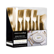 Gold Plastic Silverware Set (200-Pack) by Stock Your Home – 200 Count, Plastic, Gold, Pack of 200, Model Stock Your Home 3841