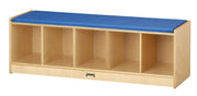 5 Section Bench Locker with Blue Cushion by Jonti-Craft – 16" H x 48" W x 15" D, Other, Blue, Model 9093JC