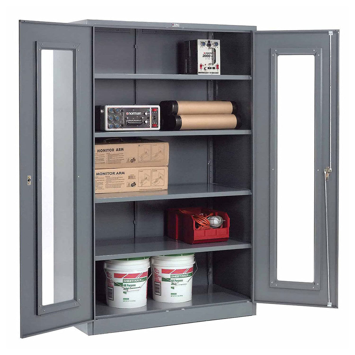 Clear View Storage Cabinet with Locking Handle by Global Industrial – 48" W x 24" D x 78" H, Alloy Steel, Grey, Model 237621GY