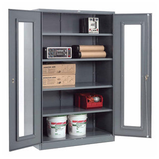 Clear View Storage Cabinet with Locking Handle by Global Industrial – 48" W x 24" D x 78" H, Alloy Steel, Grey, Model 237621GY