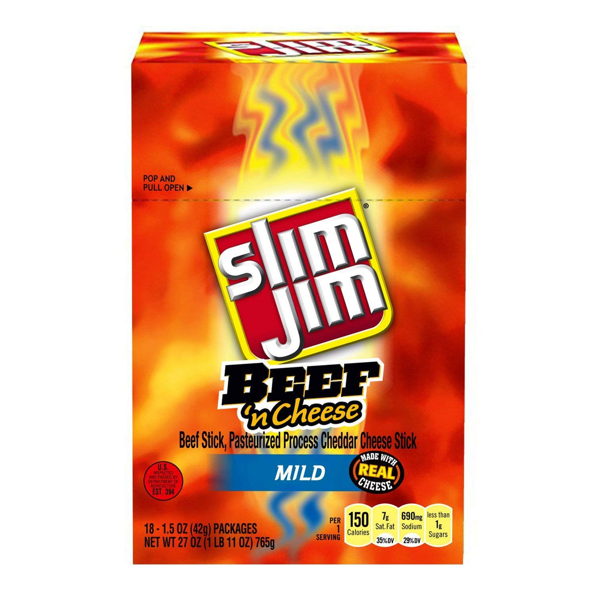 Beef Jerky Meat Sticks & Cheese by Slim Jim – 1.5 Ounce (Pack of 18), Model 00026200112053