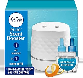 Febreze Starter Kit, Oil Diffuser, Air Freshener Plug in, Continuous Scent Device + 1 Refresh & Energize Refill