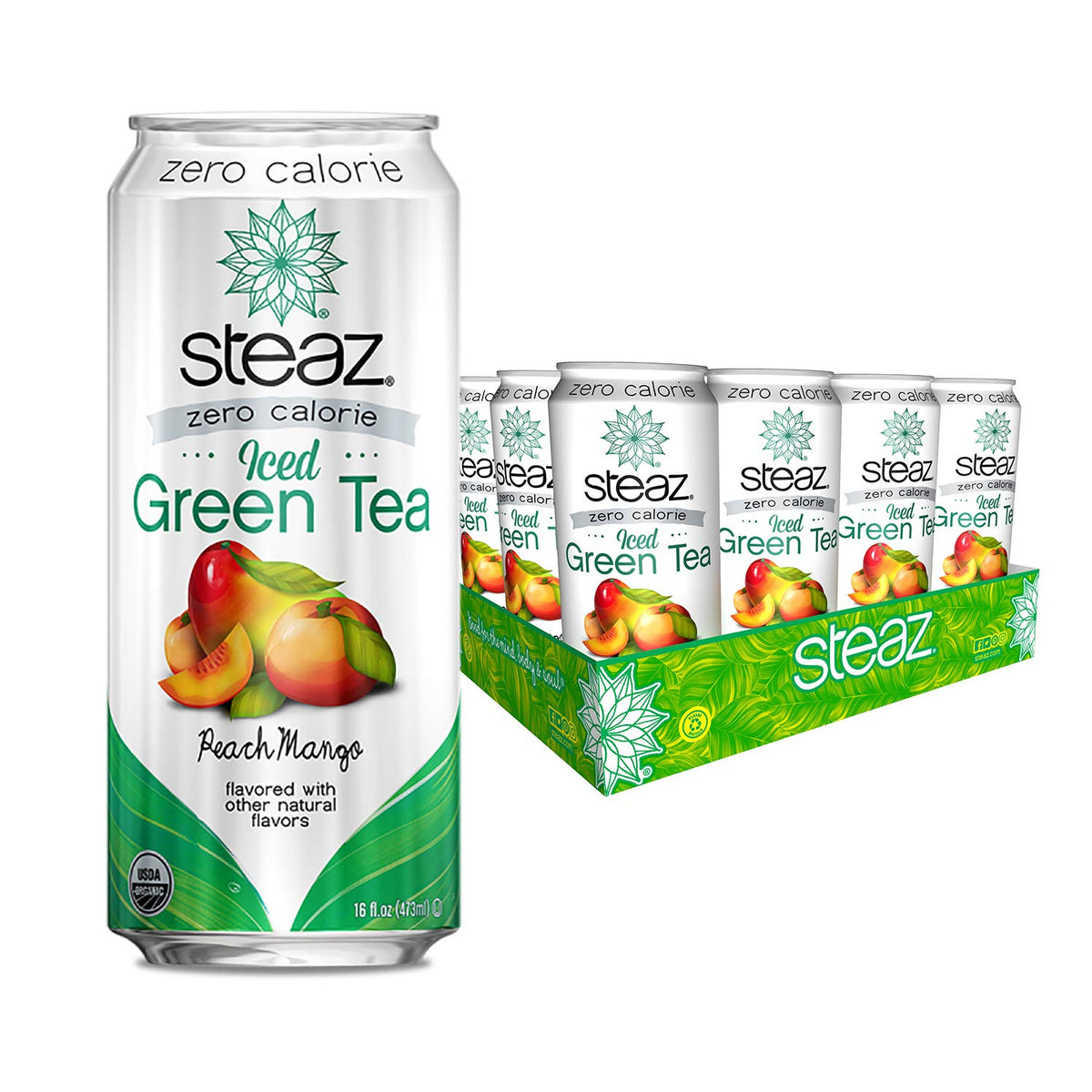 Steaz peach mango / 15.99 Fl Oz (Pack of 12) / 1 Iced Tea