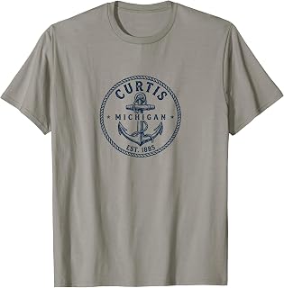 Curtis Michigan Vintage Nautical Anchor Design T-Shirt