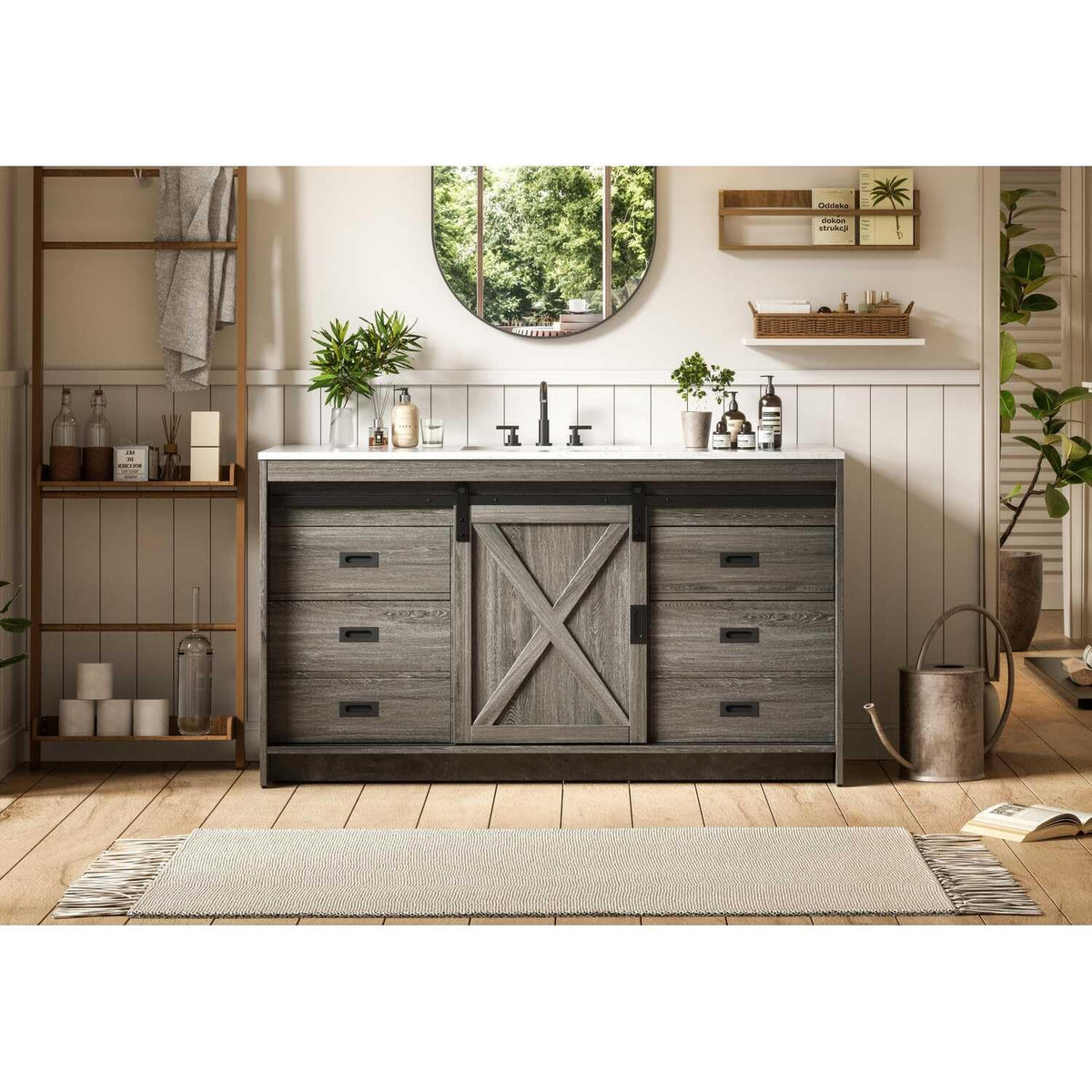 Austin Bathroom Vanity Rustic Grey by Lighting Design – Engineered Wood, Rustic Grey, Model VF90560RG