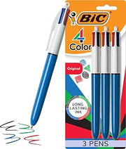 BIC 4-Color Original Retractable Ballpoint Pen, 1.0 mm Medium, 3-Count Pack