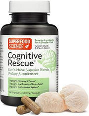 Cognitive Rescue Lion's Mane Mushroom Capsule, Memory & Focus, 60day Supply | Dual Extract Nootropic Brain Supplement with B Vitamins & BioPerine