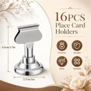 Erytllly Place Card Holders, Stainless Steel 1.7 Inch, Silver 16 Pack