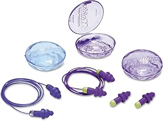 Moldex 6400 Rockets Reusable Earplugs, Cordless, 27NRR, Purple/Bright Green, 50 Pairs