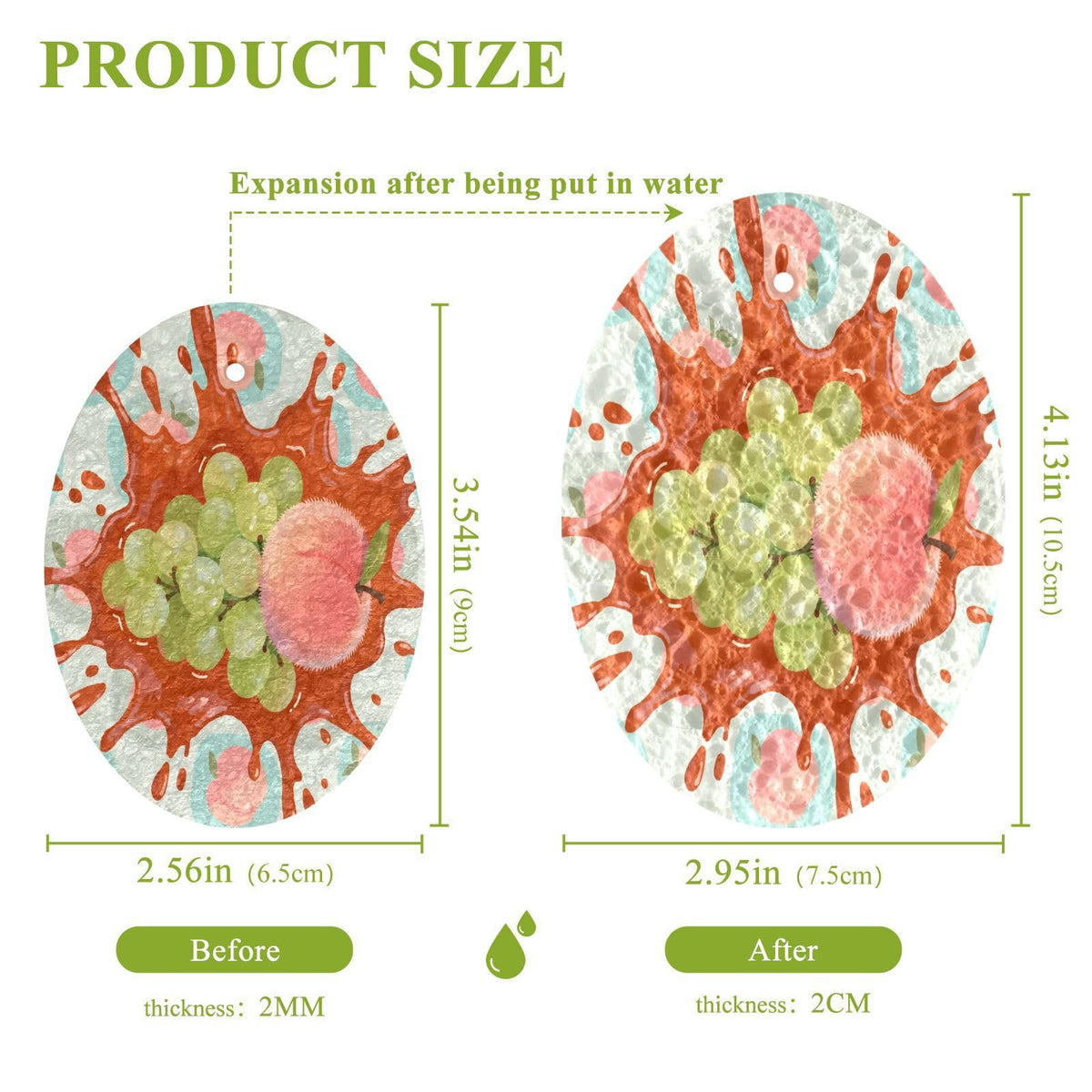 Fruit Splash with Grapes Dish Scrub Sponges Kitchen Non Scratch Reusable Compressed Cellulose Sponge Hanging for Household Cleaning Washing Dishes Pots and Pans 3 Pack by KOCOART