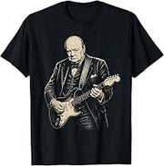Vintage Winston Churchill Playing Guitar President USA Men T-Shirt