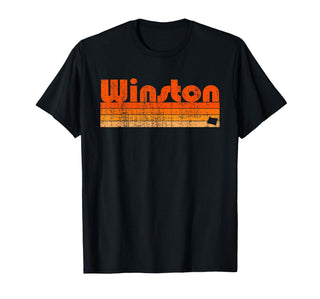 Winston, Oregon Retro 80s Style T-Shirt by Vintage Look Winston, Oregon Souvenirs – Polyester, Black