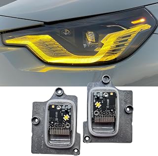 Generic 2Pcs Lemon Yellow DRL Angel Eyes LED Module Set Fit For 2023 2024 2 Series G87 G42 M2 M240I CSL Style Daytime Running Lights,USA Vision, Turn Light LED Module SET(Yellow)