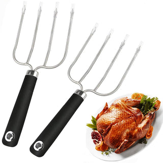 KAYCROWN Turkey Lifter Forks, Stainless Steel, Set of 2, Silver