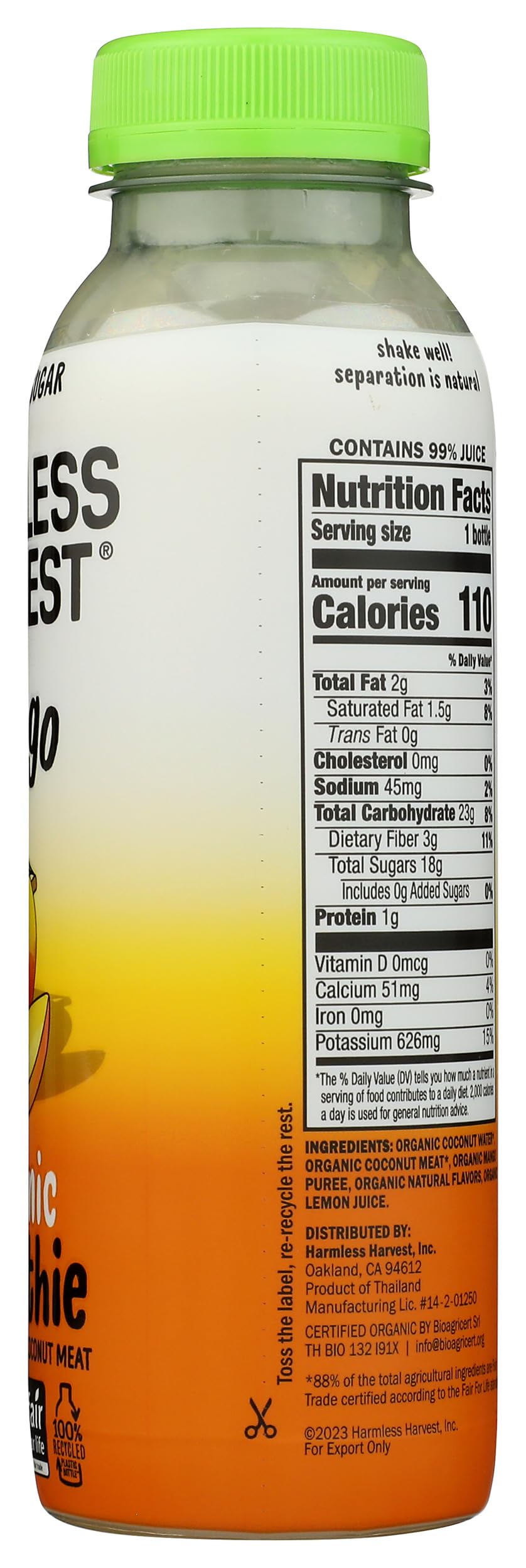 Organic Mango Coconut Smoothie, 10 Fl Oz Bottle by Harmless Harvest – 10 Fl Oz (Pack of 1), Model 0810068900040