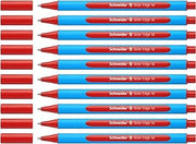 Schneider Slider Edge M (Medium) Ballpoint Pen, 1.0 mm, Light Blue Barrel, Red Ink, Box of 10 Pens (152102)