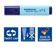 364 CWP4PA Textsurfer Classic Highlighter - Assorted Pastel Colours (Pack of 4) by STAEDTLER – 4 Count (Pack of 1), Plastic, Trend Pastel, Model 4007817063552