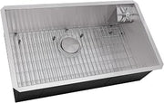 Ruvati 33-inch Undermount 16 Gauge Stainless Steel Kitchen Sink Single Bowl – Glass Rinser with Rounded Corners, Bottle & Cup Washer, Modern Stainless Finish – RVH7533