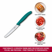 Swiss Classic 4.5 in Tomato and Bread Knife by Victorinox – 4.3", stainless_steel, Green, Model 6.7834.C1