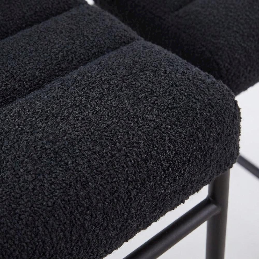 Black Boucle Fabric Counter Height Stool by Furnifact – Fabric, Steel, Wood, Black