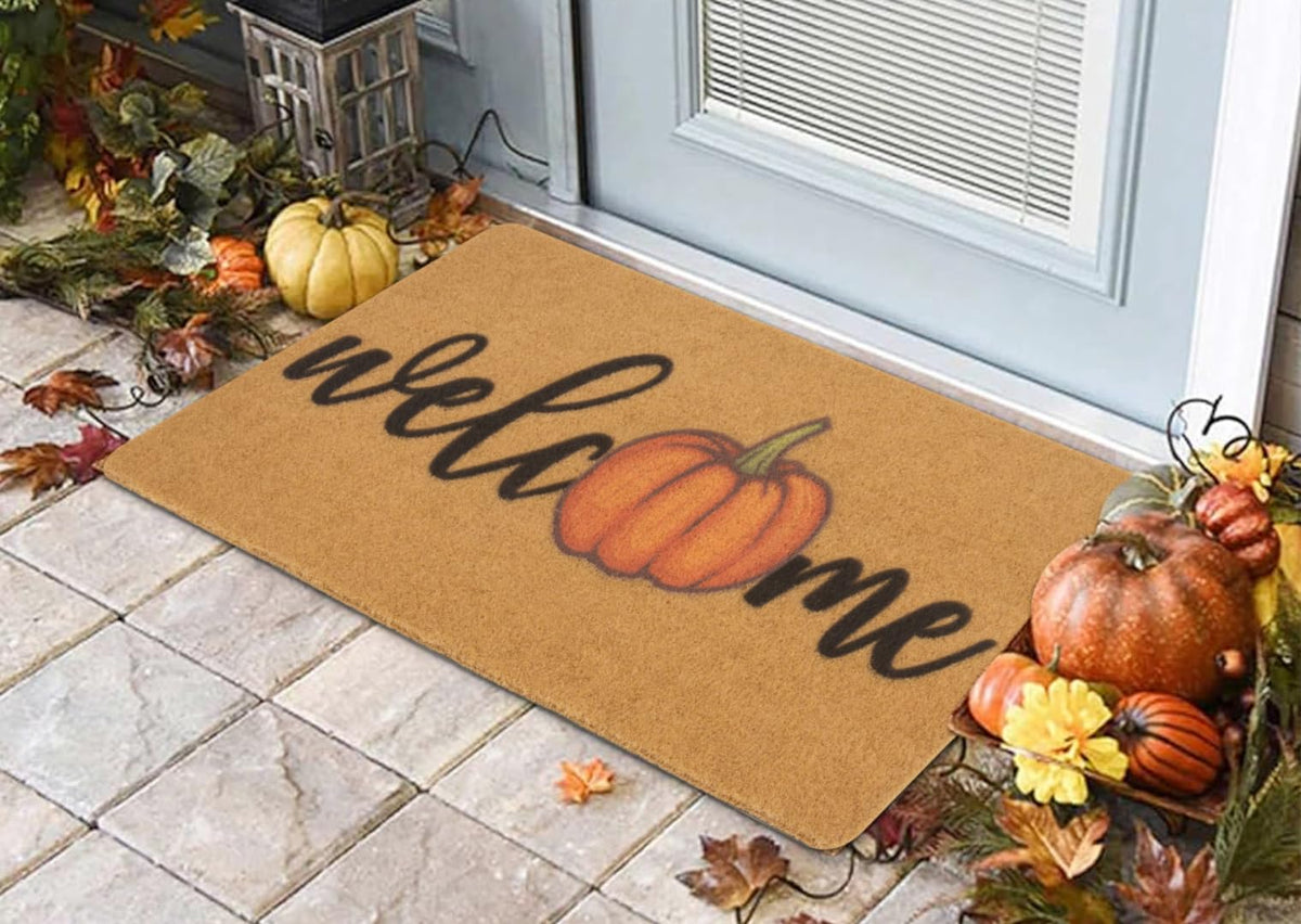 CaySep Pumpkin Welcome Doormat, 17 x 29 Inch, One Pumpkin