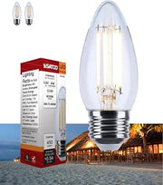 Satco S12159 4.5W LED B11 Bulb, Warm Dimming 3000K-2000K, 450 Lumens, 90 CRI, 40W Replacement, Clear Glass, E26 Medium Base, Enclosed Fixture Rated, Dimmable, 120 Volt (2 Pack)