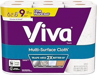 Viva Multi-Surface Cloth Choose-A-Sheet Paper Towels Cloth-Like Kitchen Paper Towels, White, 83 Sheets (Pack of 6)