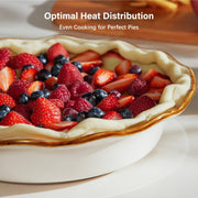 ONEMORE Ceramic Pie Pan, 9 Inch Deep Dish with Brown Glaze Rim