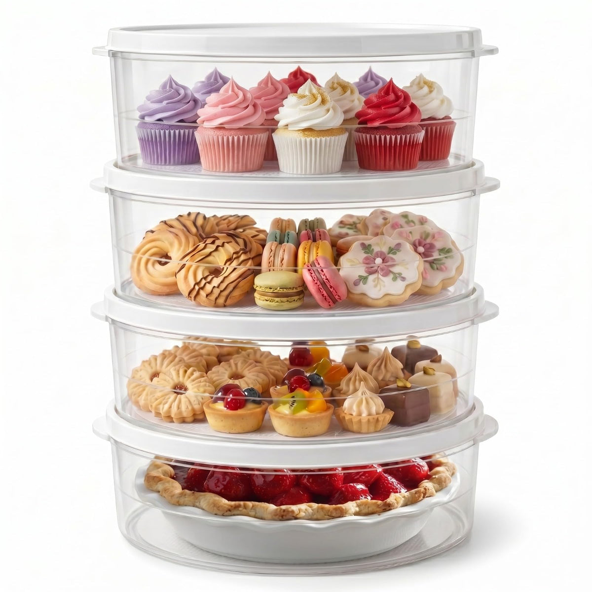 Evelots Cake Carrier Set, 11 Inch, Clear, 4 Pack