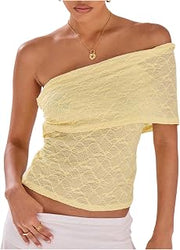 Women's Lace Off The Shoulder Tank Ruched Sleeveless Going Out Crop Tops