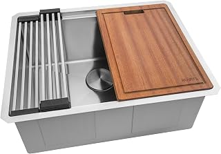 Ruvati 24-in Round-Corner Undermount Workstation Kitchen Sink - RVH8324