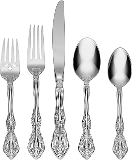 Oneida Michelangelo 45-Piece 18/10 Silverware Set for 8, Flatware | silver, dishwasher safe | includes serving spoons and utensil set | cutlery set for kitchen and dining