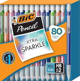 BIC Xtra Sparkle Mechanical Pencil #2, 0.7 mm Medium Point, 80 Pack