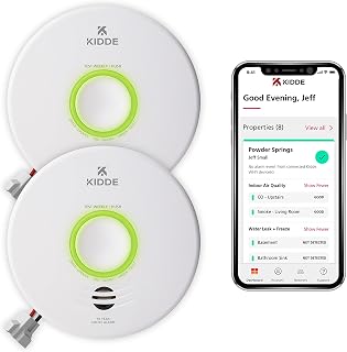 Kidde Smart Smoke Detector, WiFi, Alexa Compatible Device, Hardwired w/Battery Backup, Voice & App Alerts, 2 Pack