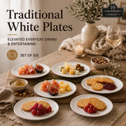 Simply Round 6" Appetizer Plate by 10 Strawberry Street – 6" Appetizer, Ceramic, White, Pack of 6, Model 6RD-6ACE-TSS